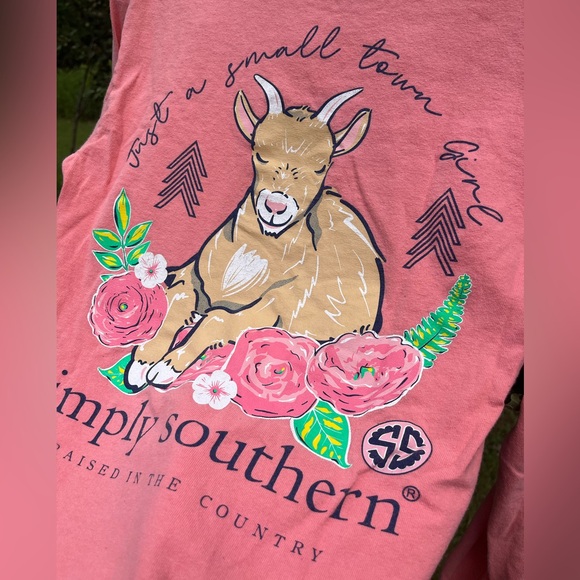 Simply Southern Just a Smalltown Girl CUTE Baby Goat Long Sleeve Tee Shirt Sz Sm - Picture 8 of 11